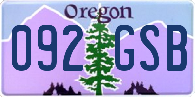 OR license plate 092GSB