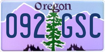 OR license plate 092GSC