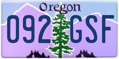 OR license plate 092GSF