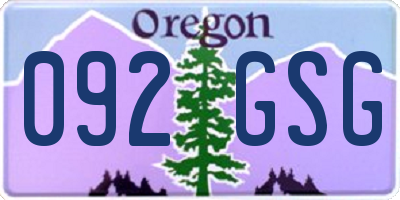 OR license plate 092GSG