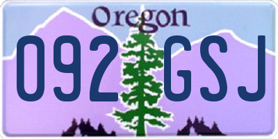 OR license plate 092GSJ