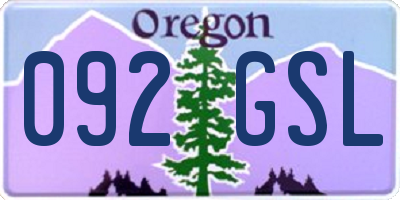 OR license plate 092GSL