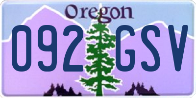 OR license plate 092GSV