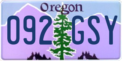 OR license plate 092GSY