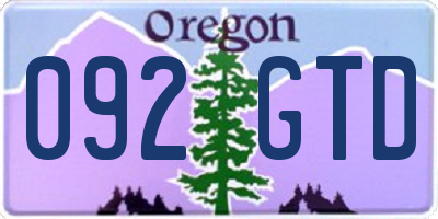 OR license plate 092GTD