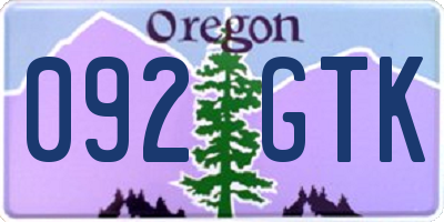 OR license plate 092GTK
