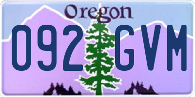 OR license plate 092GVM