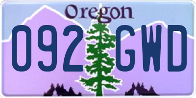 OR license plate 092GWD