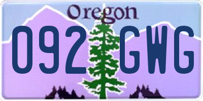 OR license plate 092GWG