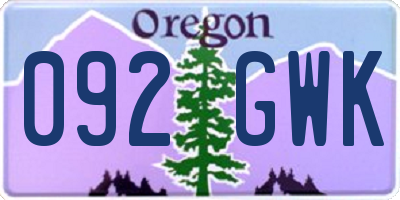 OR license plate 092GWK