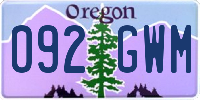 OR license plate 092GWM