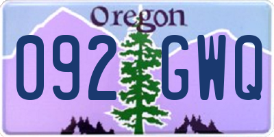 OR license plate 092GWQ