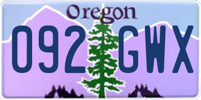OR license plate 092GWX