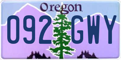 OR license plate 092GWY