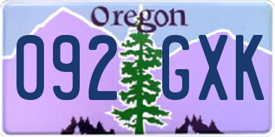 OR license plate 092GXK