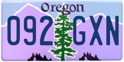 OR license plate 092GXN