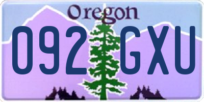 OR license plate 092GXU