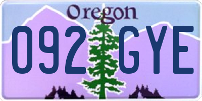 OR license plate 092GYE