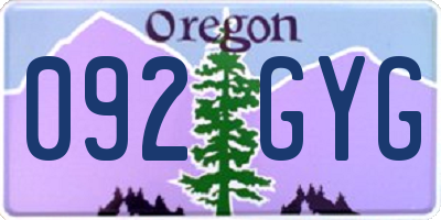 OR license plate 092GYG