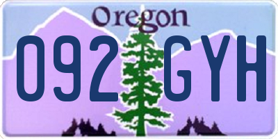 OR license plate 092GYH