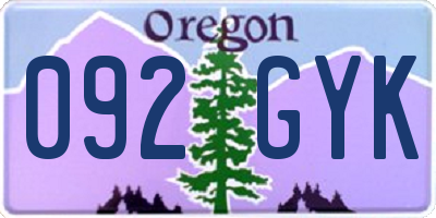 OR license plate 092GYK