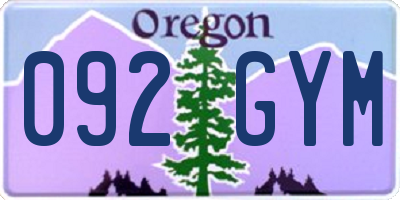 OR license plate 092GYM