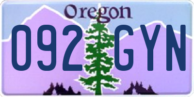 OR license plate 092GYN