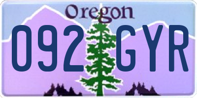 OR license plate 092GYR