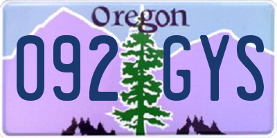 OR license plate 092GYS