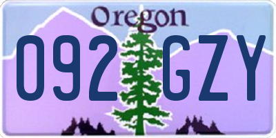 OR license plate 092GZY