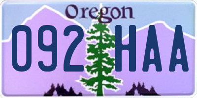 OR license plate 092HAA