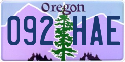 OR license plate 092HAE