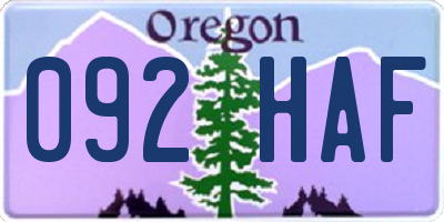OR license plate 092HAF