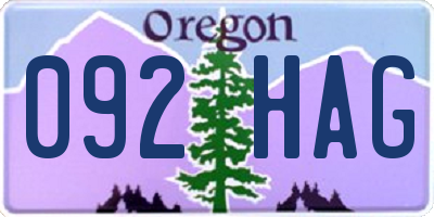 OR license plate 092HAG