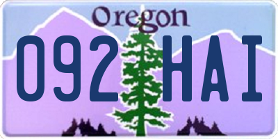 OR license plate 092HAI