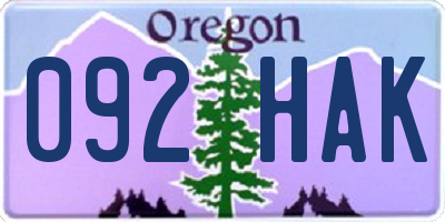 OR license plate 092HAK