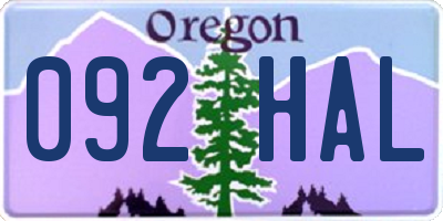 OR license plate 092HAL