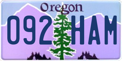 OR license plate 092HAM