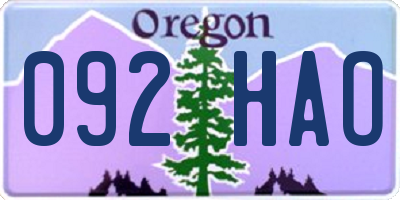 OR license plate 092HAO