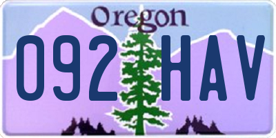OR license plate 092HAV