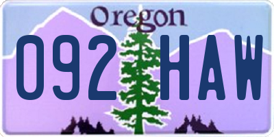 OR license plate 092HAW