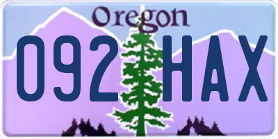 OR license plate 092HAX