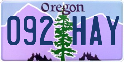 OR license plate 092HAY