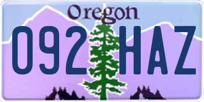 OR license plate 092HAZ