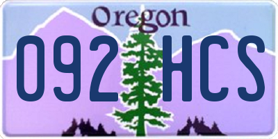 OR license plate 092HCS