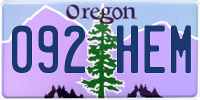 OR license plate 092HEM