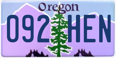 OR license plate 092HEN