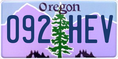 OR license plate 092HEV
