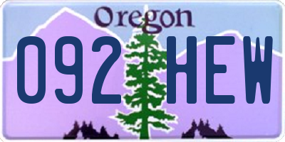 OR license plate 092HEW