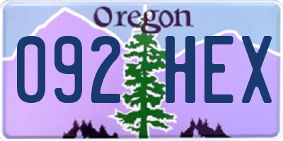 OR license plate 092HEX